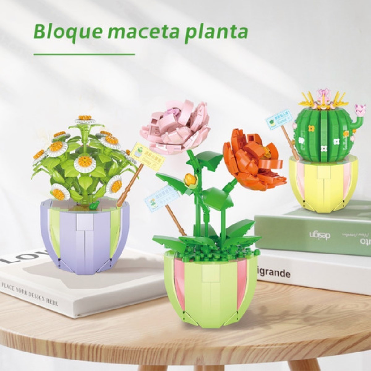 Juguete Bloques Construcción Flores Eterna En Armar Maceta NUMERO1