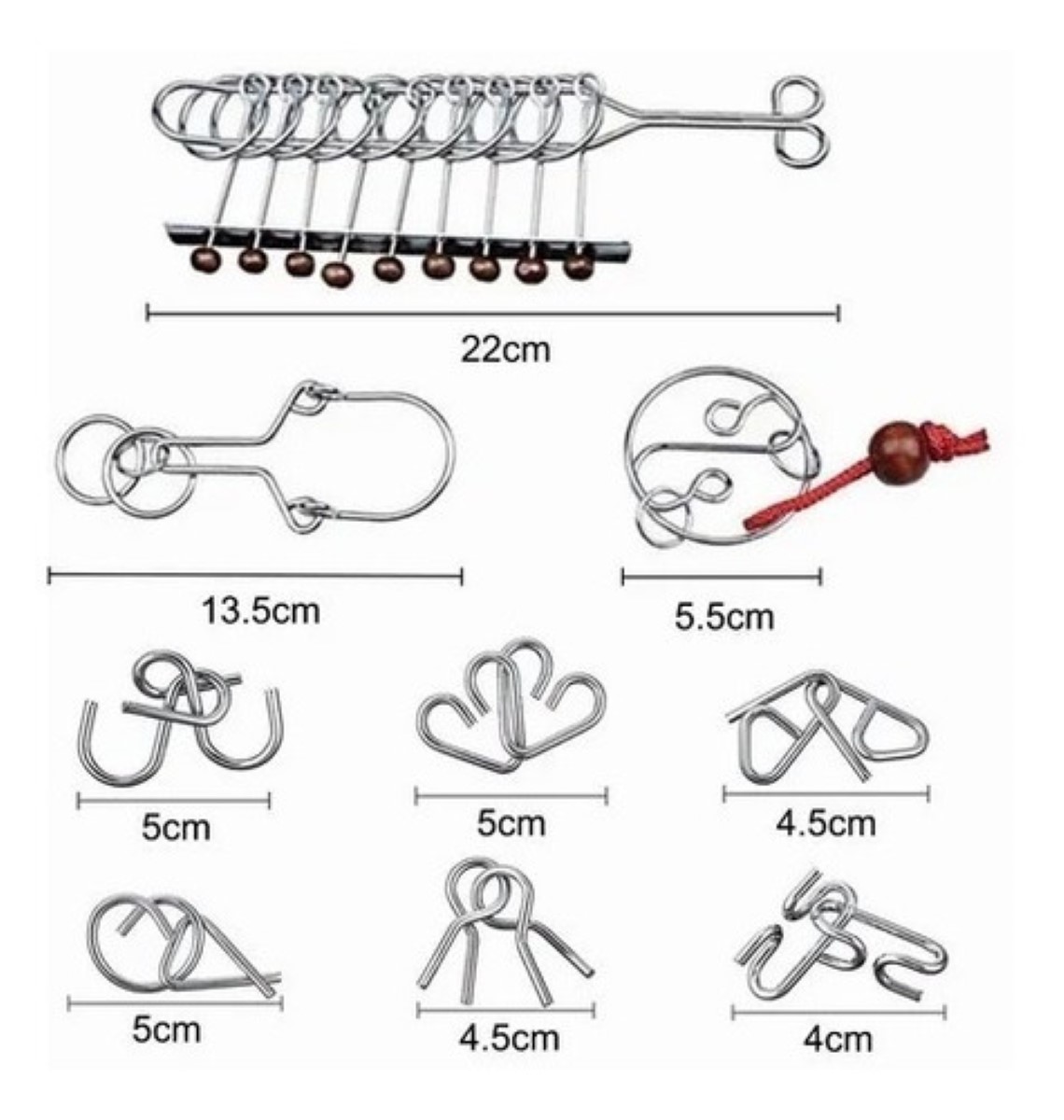 32 Piezas Rompecabezas De Alambre De Metal Para Adultos Niño PLATA 