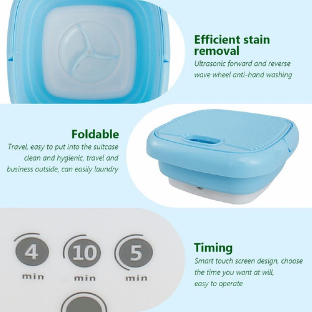 Mini Lavadora Portatil Secadoras Para Ropa Interior Calcetín AZUL