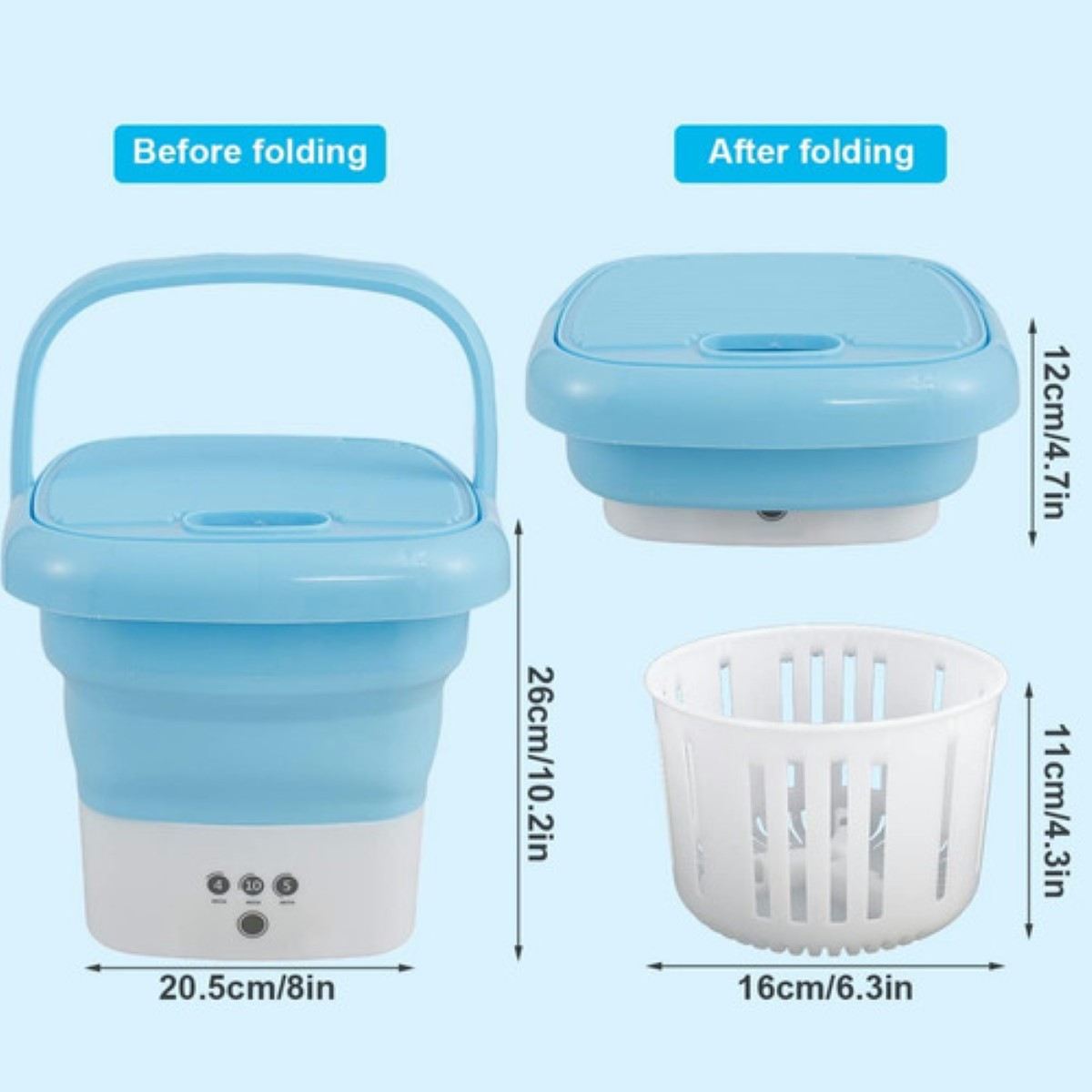 Mini Lavadora Portatil Secadoras Para Ropa Interior Calcetín AZUL