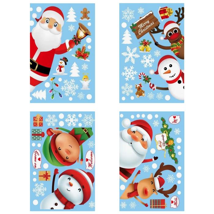 Calcomanías Figuras Navideñas MXCKC-001-4 4 Plantillas de 35x25cm cu PVC Doble Vista, StickCris