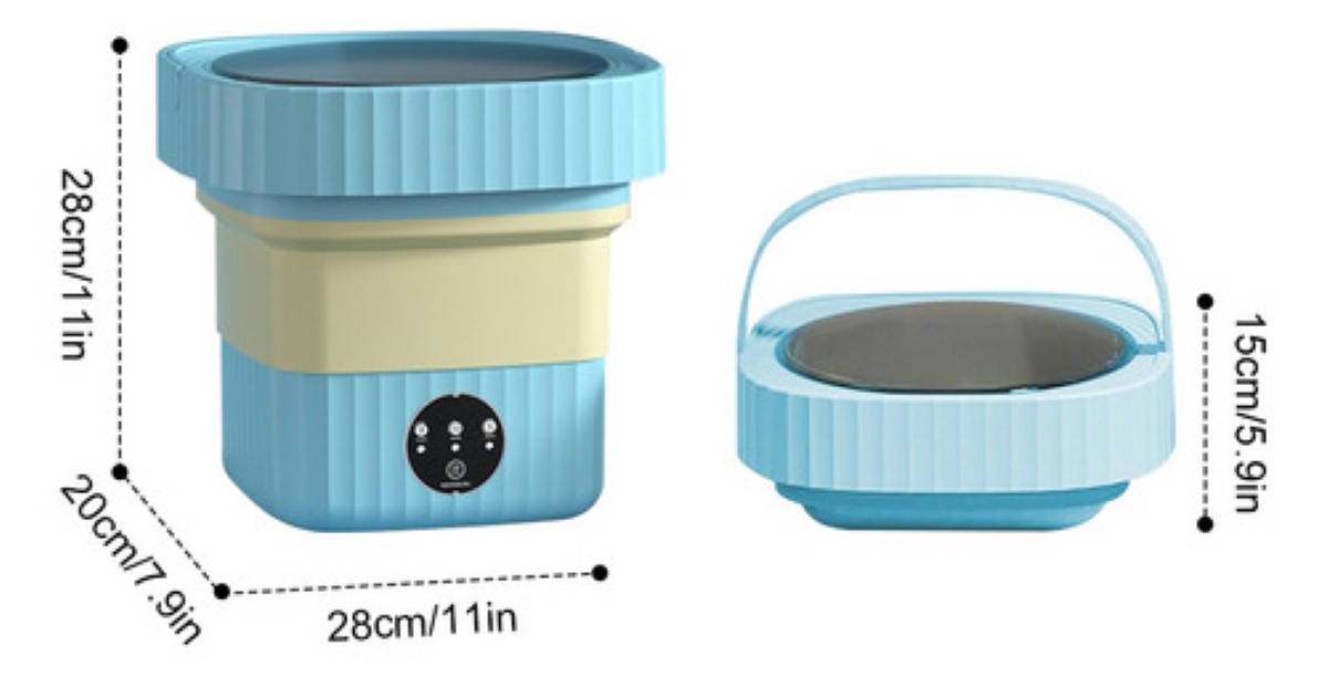 Mini Lavadora Secadora Portátil Grande Luz Azul Plegable6.5l