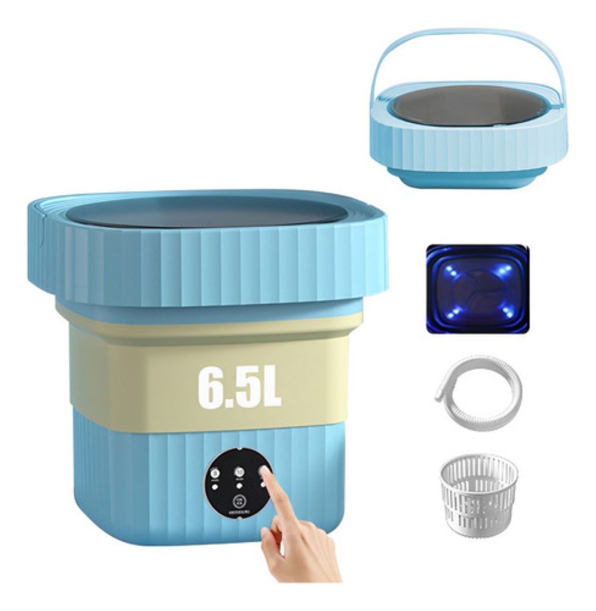 Mini Lavadora Secadora Portátil Grande Luz Azul Plegable6.5l