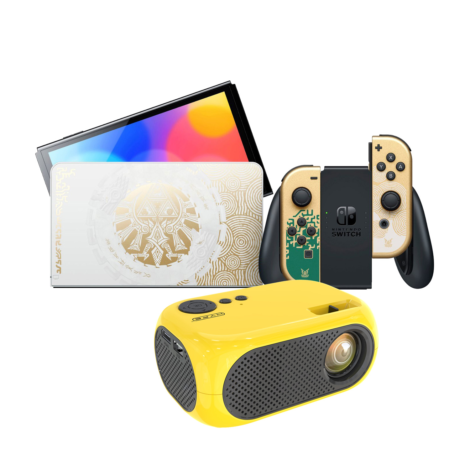 NINTENDO SWITCH OLED ZELDA 64GB MÁS PROYECTOR AMARILLO