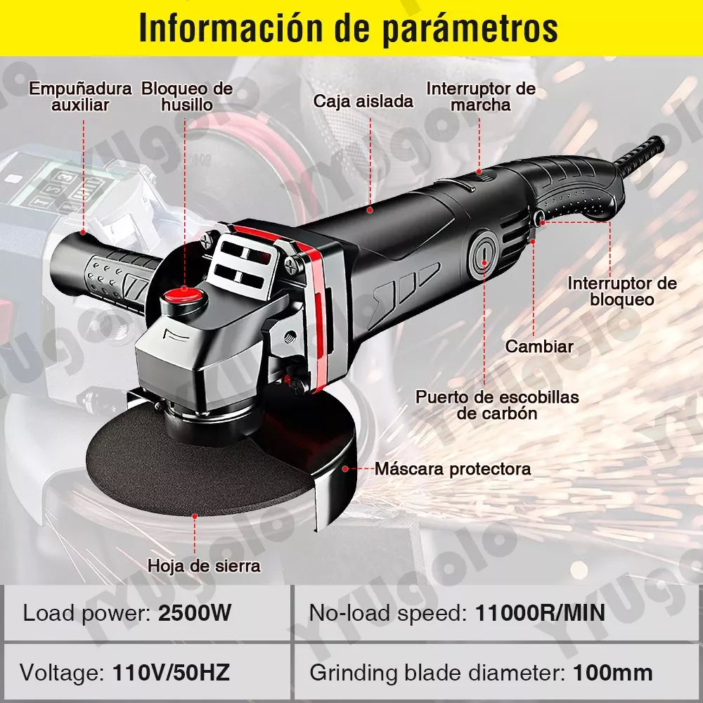 Esmeriladora Angular 2500w 110v Amoladora Angular Para Corte