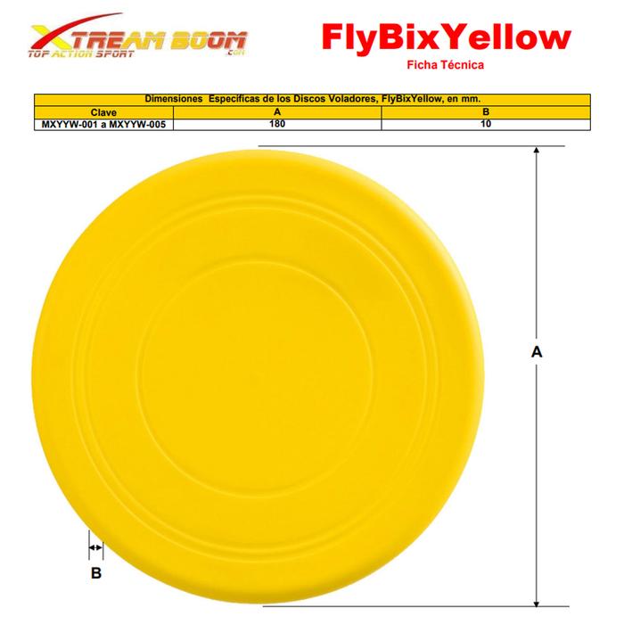 Frisbee de largo alcance MXYYW-001-6 1 Pza Disco volador Silicona Diámetro18 cm Amarillo, FlyBixYellow