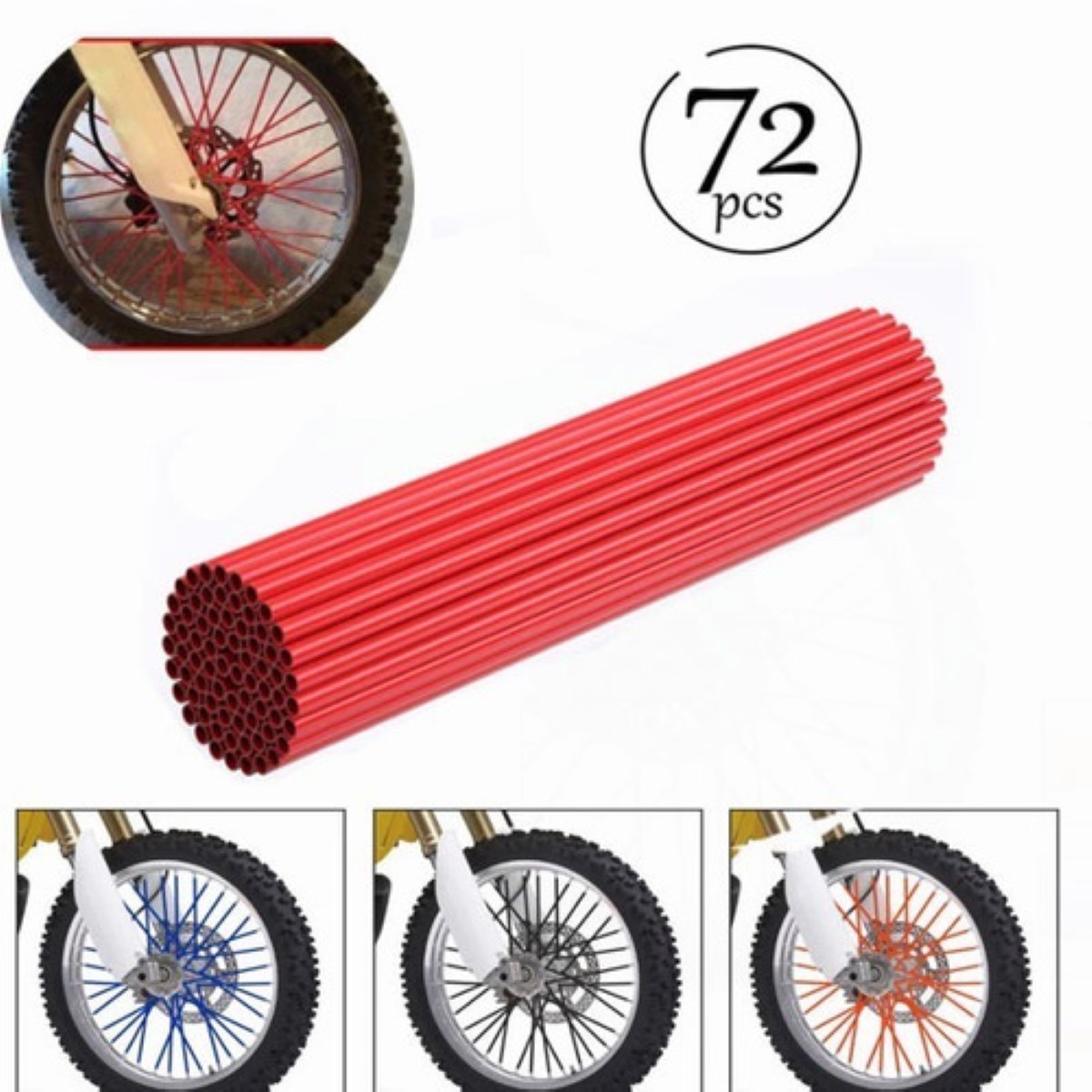Popotes Para Rayos De Rines De Moto Bicicleta 72pz rojo