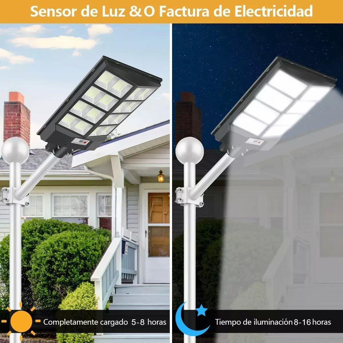 800W Luz LED Solar Luces De Calle Con Sensor De Movimiento Lampara Exterior
