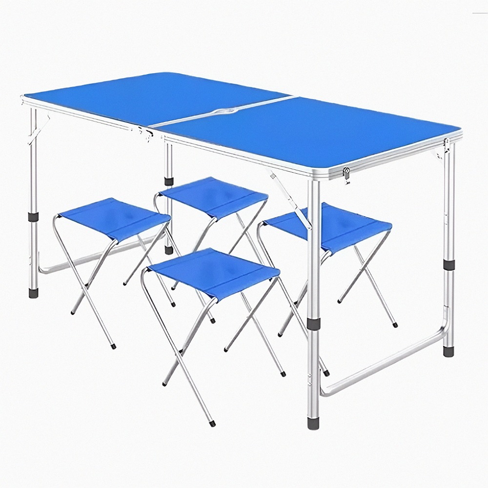 Mesa Plegable Portafolio 1.20m Y 4 Sillas Portátiles Jardin