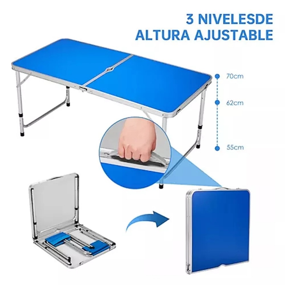 Mesa Plegable Portafolio 1.20m Y 4 Sillas Portátiles Jardin