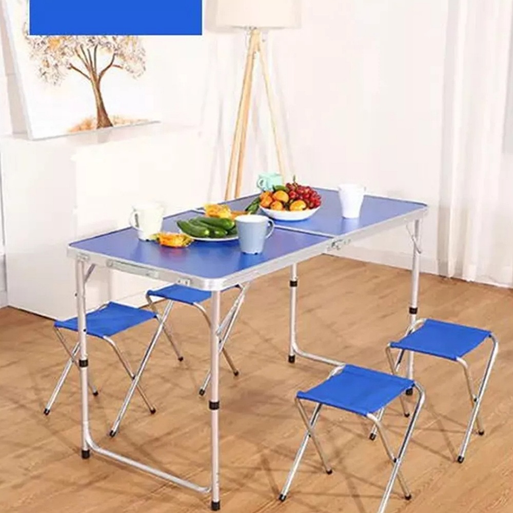 Mesa Plegable Portafolio 1.20m Y 4 Sillas Portátiles Jardin