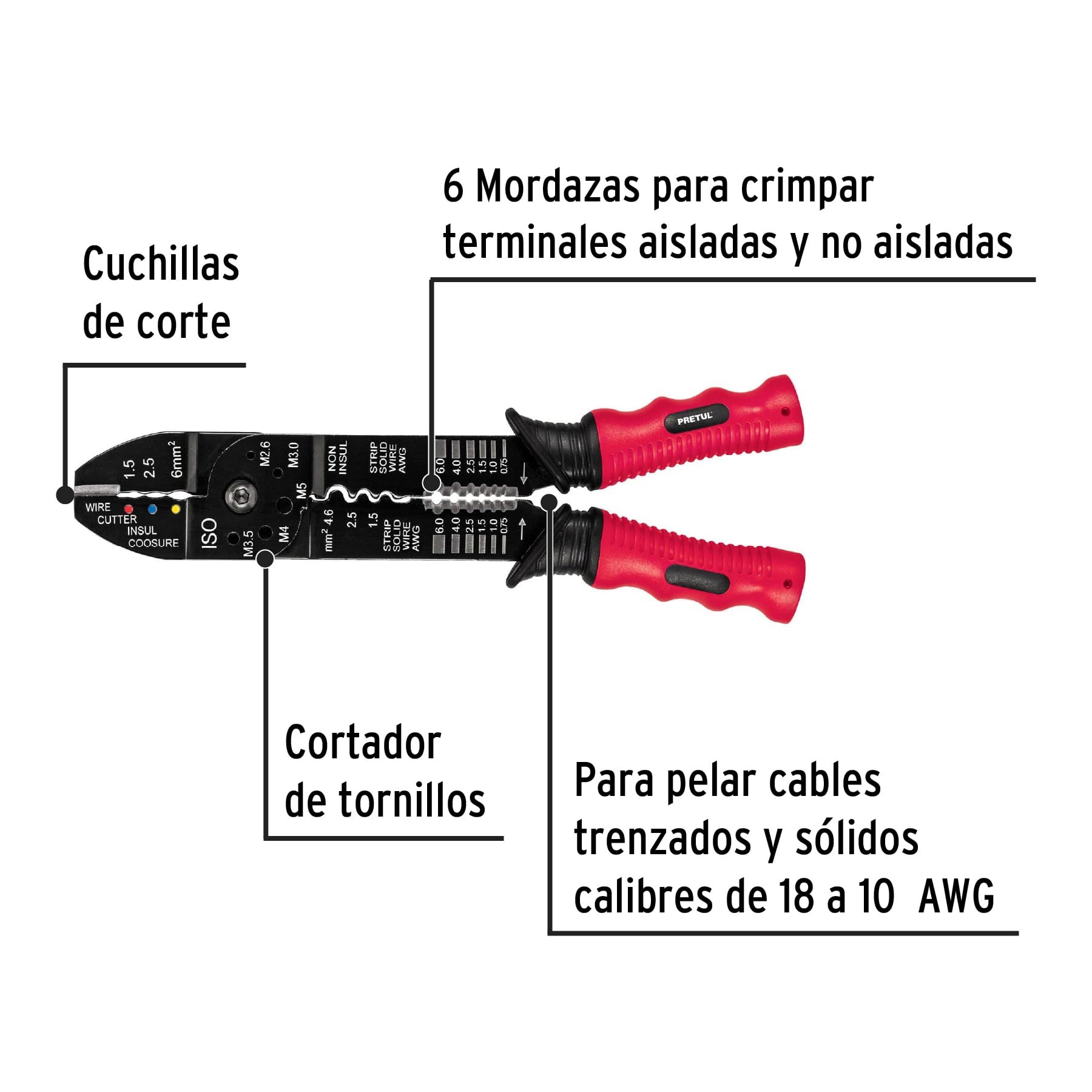 PINZA PELACABLE 9", PRETUL 22710