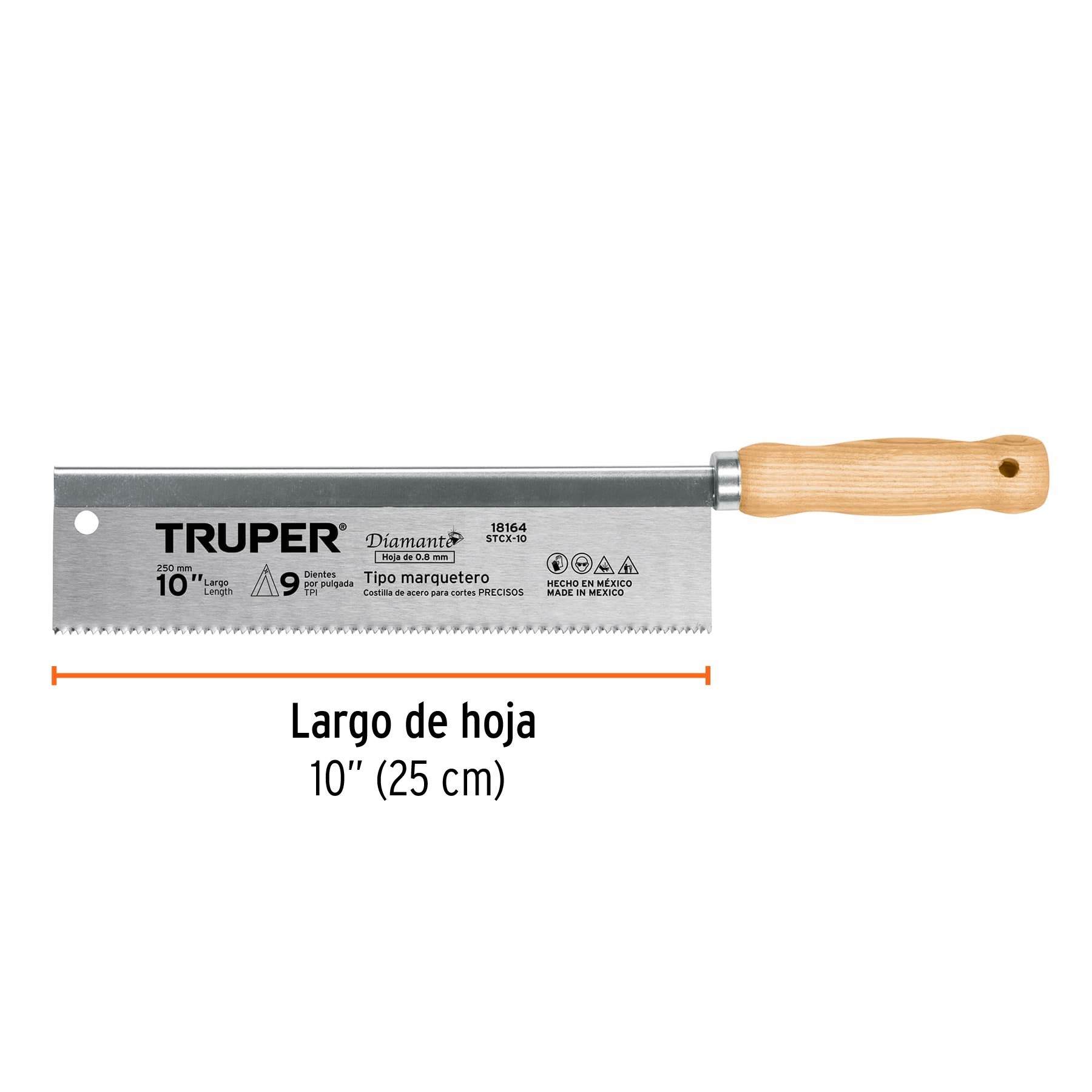 SERRUCHO TIPO MARQUETERO 10", 9 DPP, TRUPER 18164
