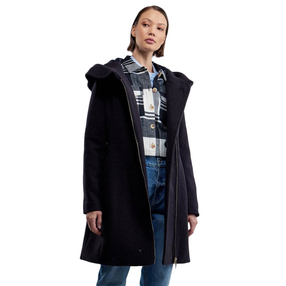 Abrigo con capucha azul marino para mujer, marca Holly Land, mod. 1099381