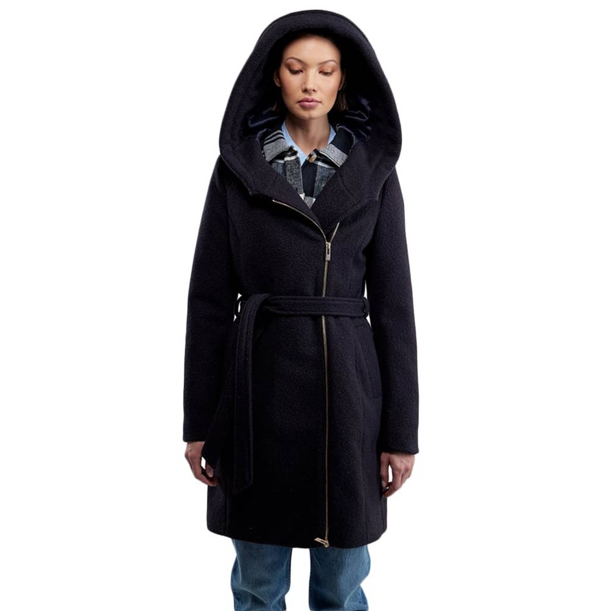 Abrigo con capucha azul marino para mujer, marca Holly Land, mod. 1099381