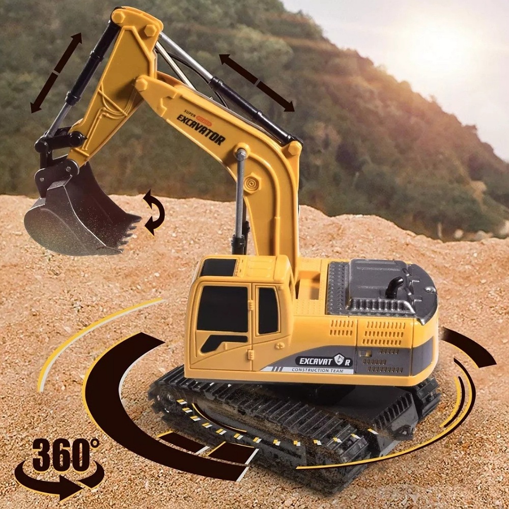 Excavadora Control Remoto 1:24 Rc Juguete 6canal Niños Metal