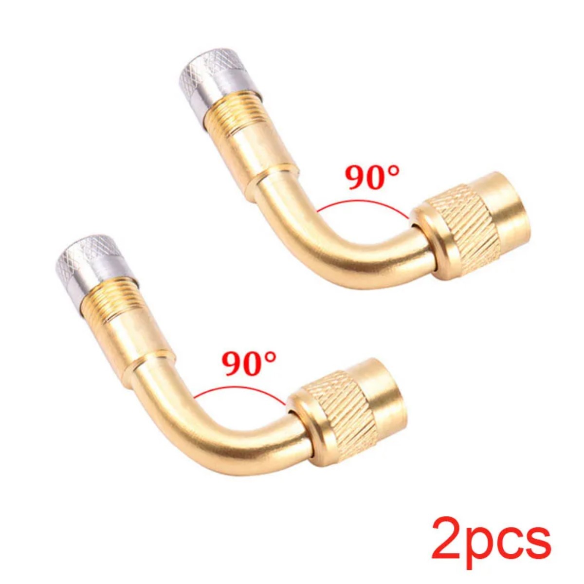 Adaptador válvula aire metálico cámara aire llanta dos extensión neumático auto moto bici 90 oro.
