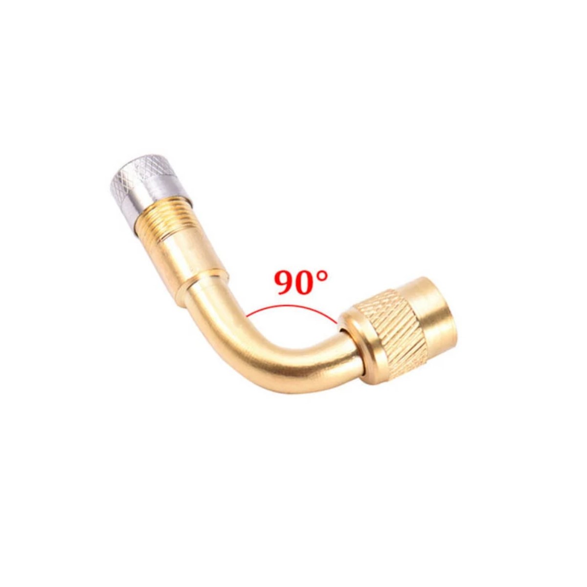 Adaptador válvula aire metálico cámara aire llanta dos extensión neumático auto moto bici 90 oro.