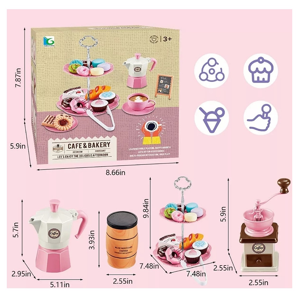 Juguete De Cocina Juego De Té Para Niños Cafetera Pastel 38
