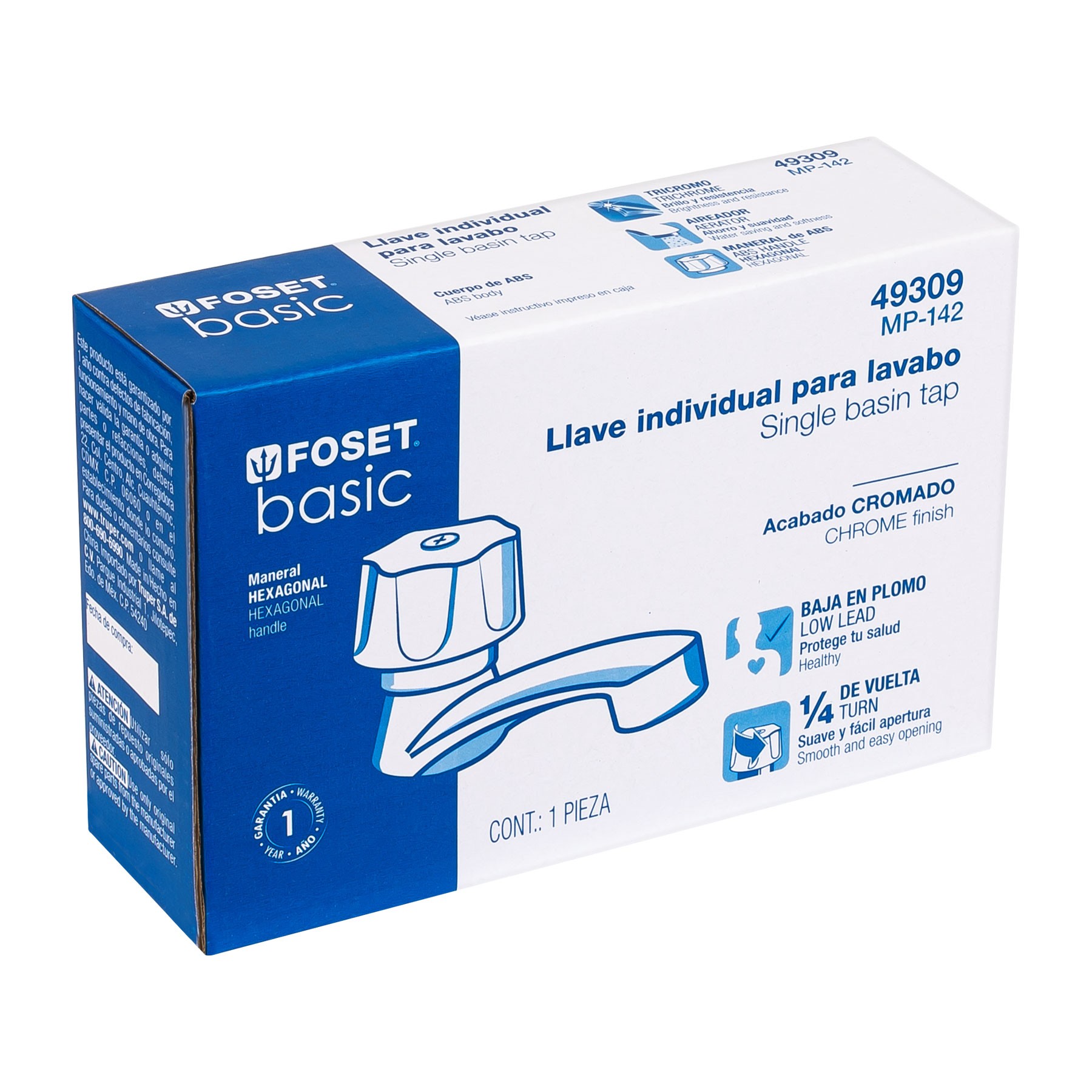 LLAVE PLÁSTICA INDIVIDUAL PARA LAVABO, FOSET 49309