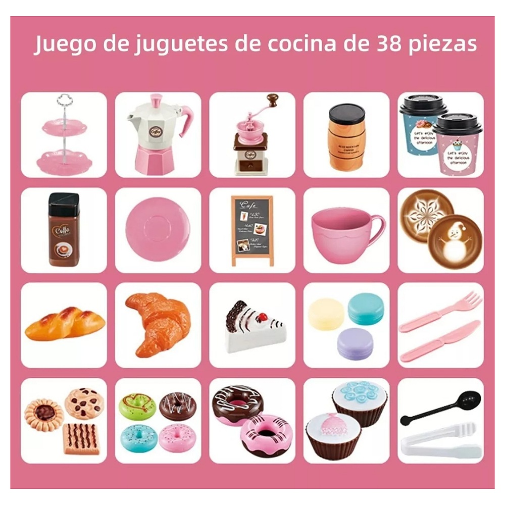 Juguete De Cocina Juego De Té Para Niños Cafetera Pastel 38