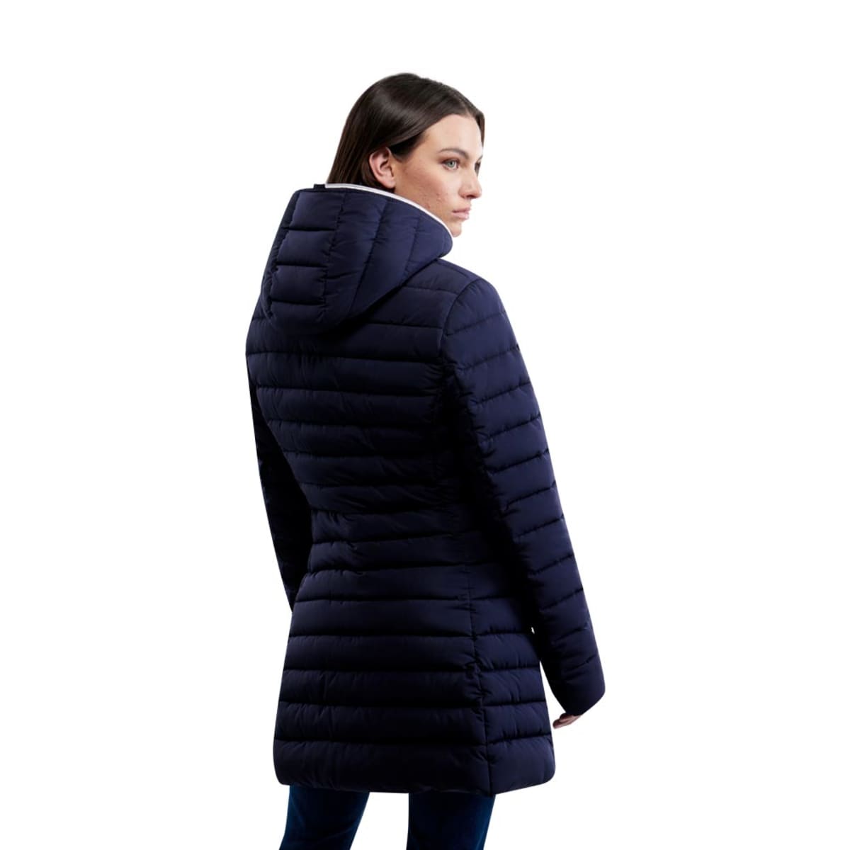 Chamarra larga acolchada para mujer, color azul marino, marca Holly Land, mod. 1098154