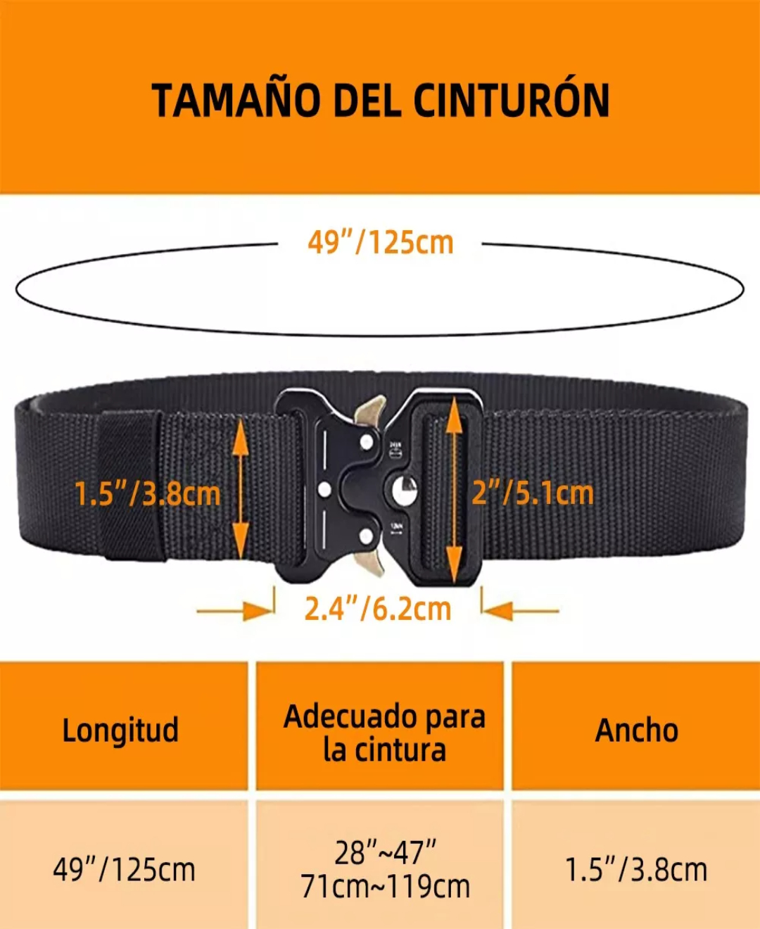 Cinturón táctico, cinturón militar de nailon para hombres, con hebilla de  liberación rápida resistente, cinturón de policía utilizado para