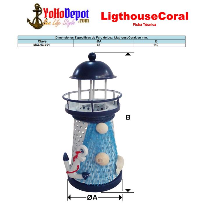 Faro Rústico Marino MXLHC-001-27 1Pza 14x6,5cm Metal Luz LED Rústico Lampara Artesanal enviada al Azar, LigthouseCoral
