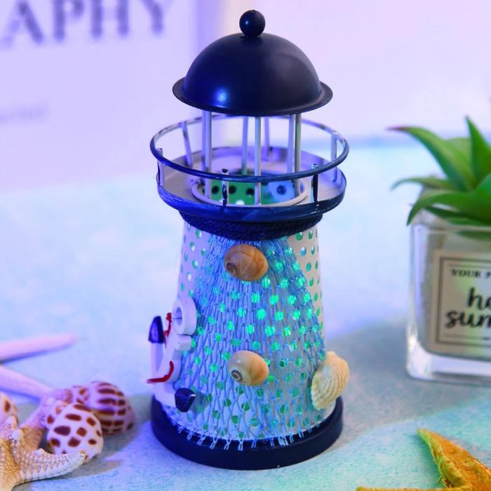 Faro Rústico Marino MXLHC-001-27 1Pza 14x6,5cm Metal Luz LED Rústico Lampara Artesanal enviada al Azar, LigthouseCoral
