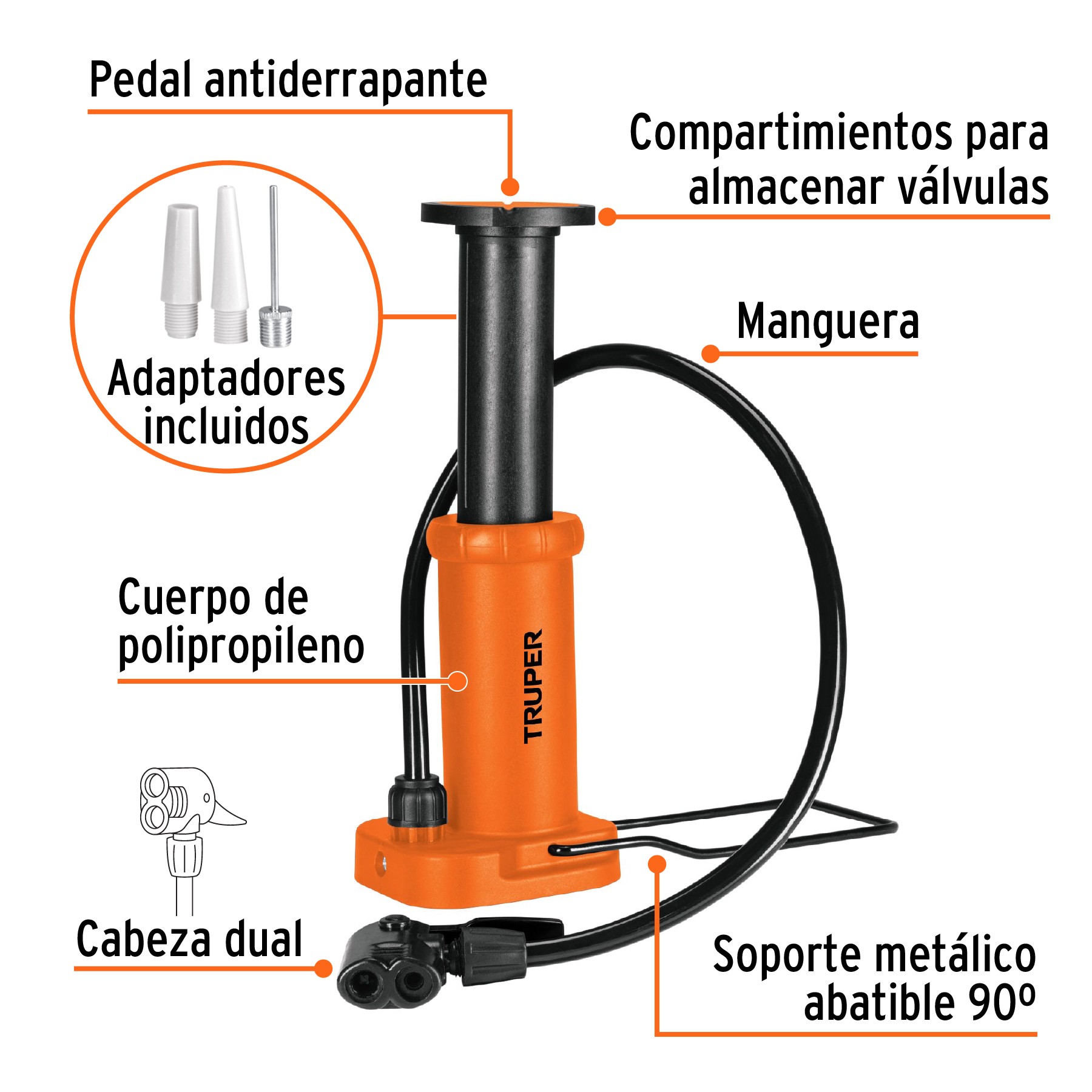 BOMBA DE PEDAL 60 PSI, TRUPER 101667