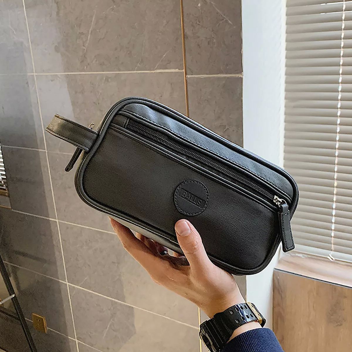 Piel Bolsa Cosmetiquera Sobaquera Neceser Para Hombre De Viaje