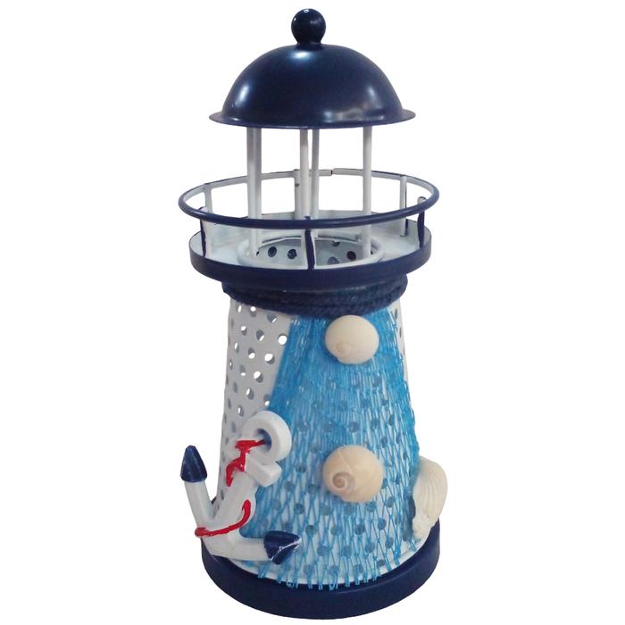Faro Decorado Ancla Concha Marina MXLHC-001-11 1Pza 14x6,5cm Metal Luz LED Rústico Lampara Artesanal enviada al Azar, LigthouseCoral