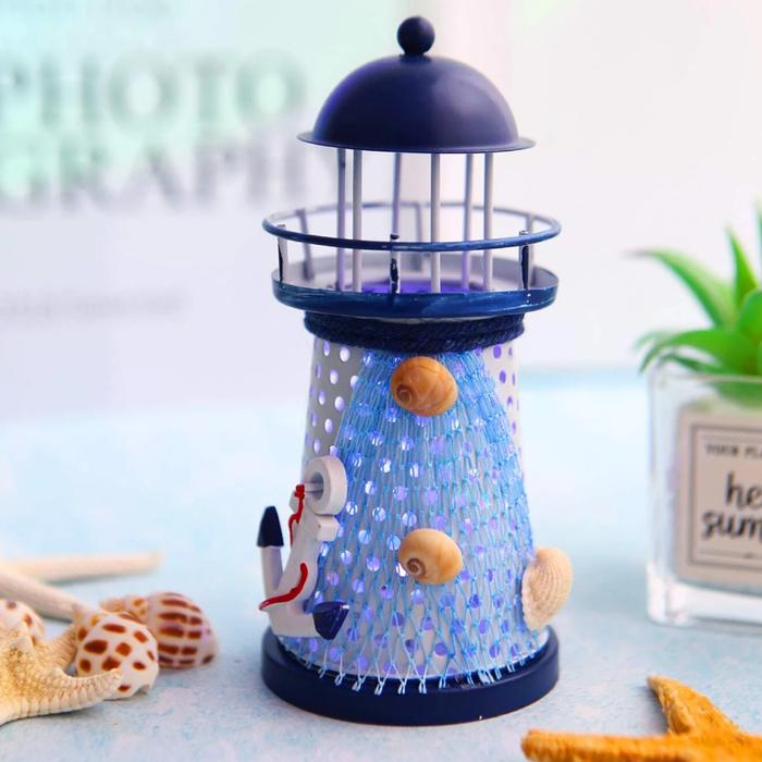 Faro Decorado Ancla Concha Marina MXLHC-001-11 1Pza 14x6,5cm Metal Luz LED Rústico Lampara Artesanal enviada al Azar, LigthouseCoral