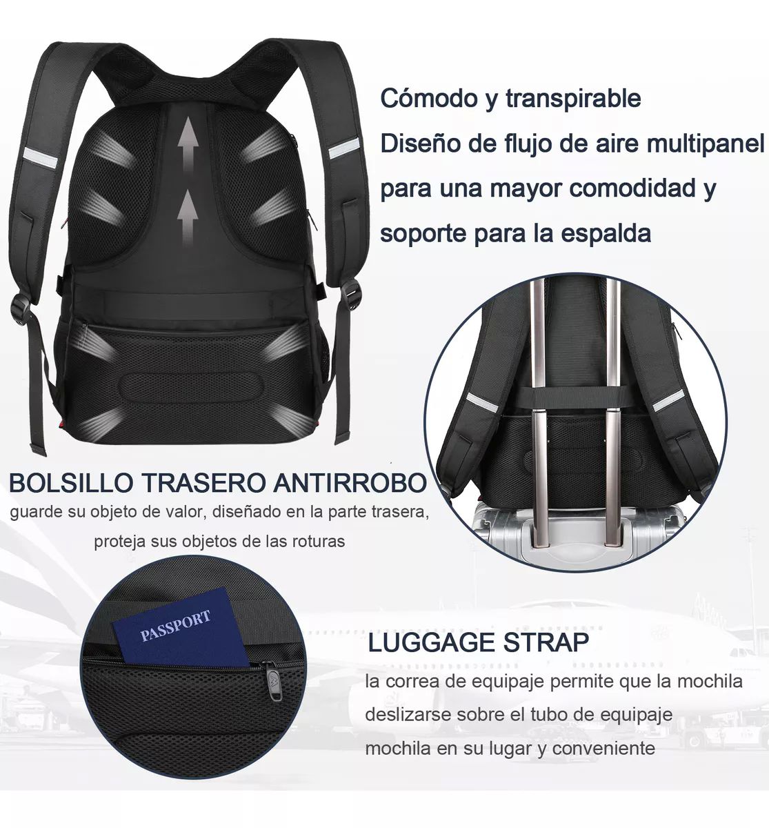 Mochila Para Laptop De 17 Inch, Mochila De Viaje Para Hombre