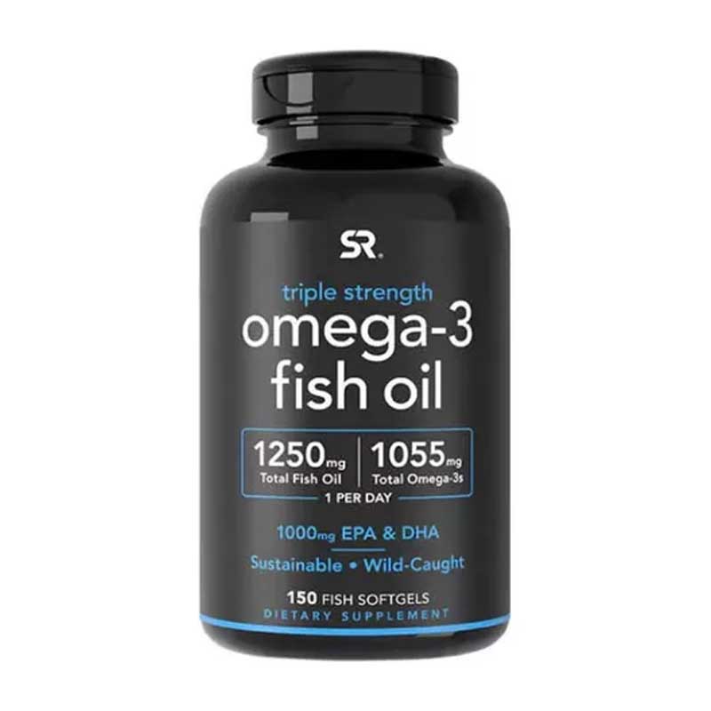 Omega 3 Fish Oil 1250mg Sport Research Extra Fuerte 150 softgels + Epa + Dha 