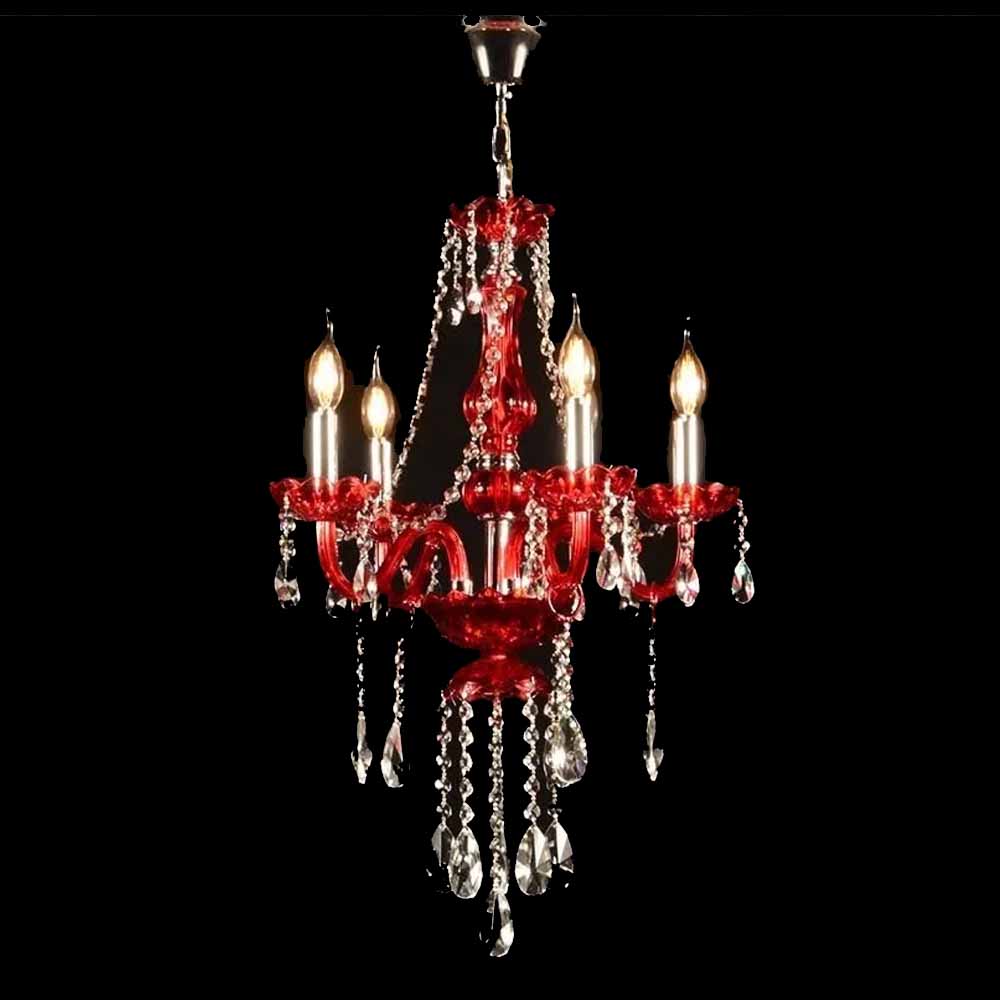 Candil 5 Luces Cristal Cortado Lujo Palace Red E12 Gamalux
