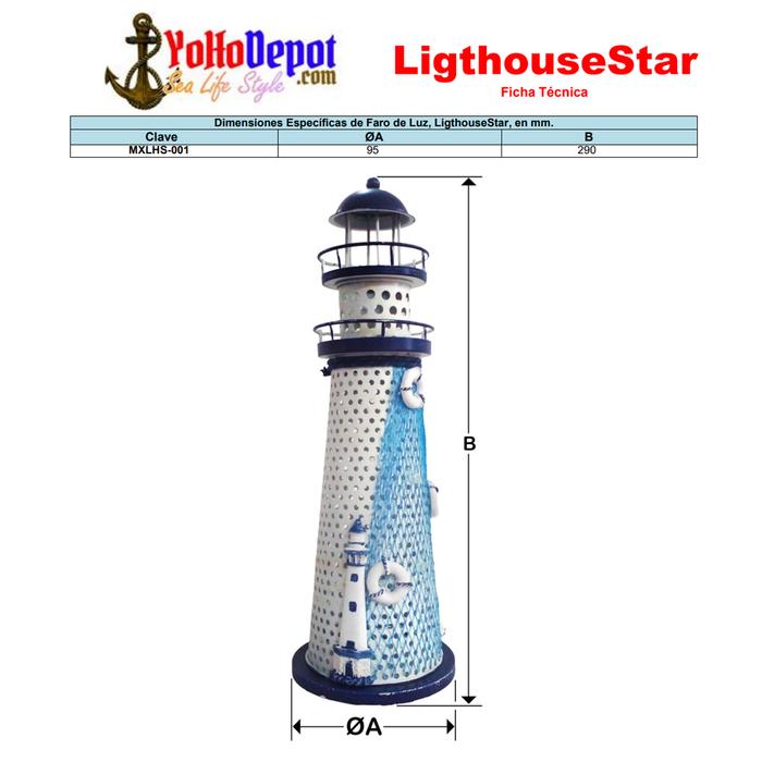 Pieza Lampara Diseños MXLHS-001-17 1Pza 29x9,5cm Metal Luz LED Rústico Lampara Artesanal enviados al Azar, LigthouseStar