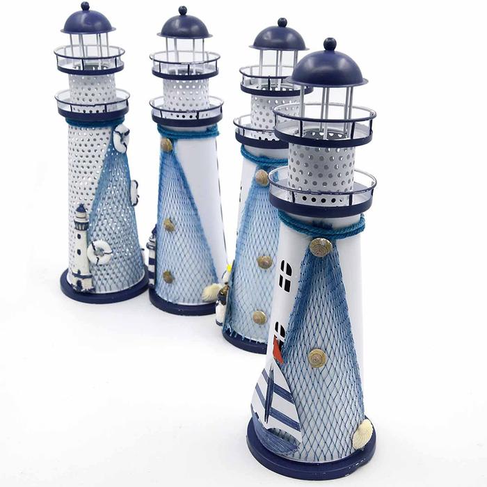 Faro Rústico Marino de Mar MXLHS-001-14 1Pza 29x9,5cm Metal Luz LED Rústico Lampara Artesanal enviados al Azar, LigthouseStar