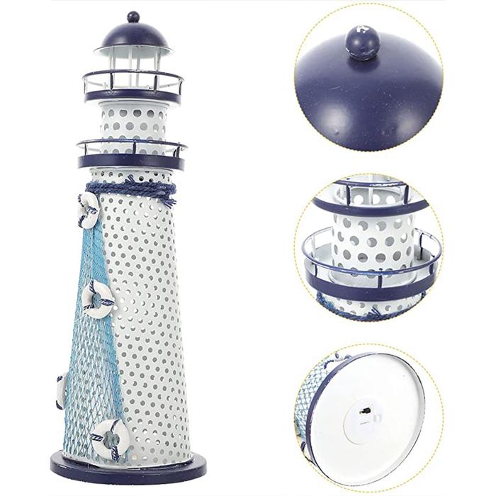 Faro Rústico Marino de Mar MXLHS-001-14 1Pza 29x9,5cm Metal Luz LED Rústico Lampara Artesanal enviados al Azar, LigthouseStar