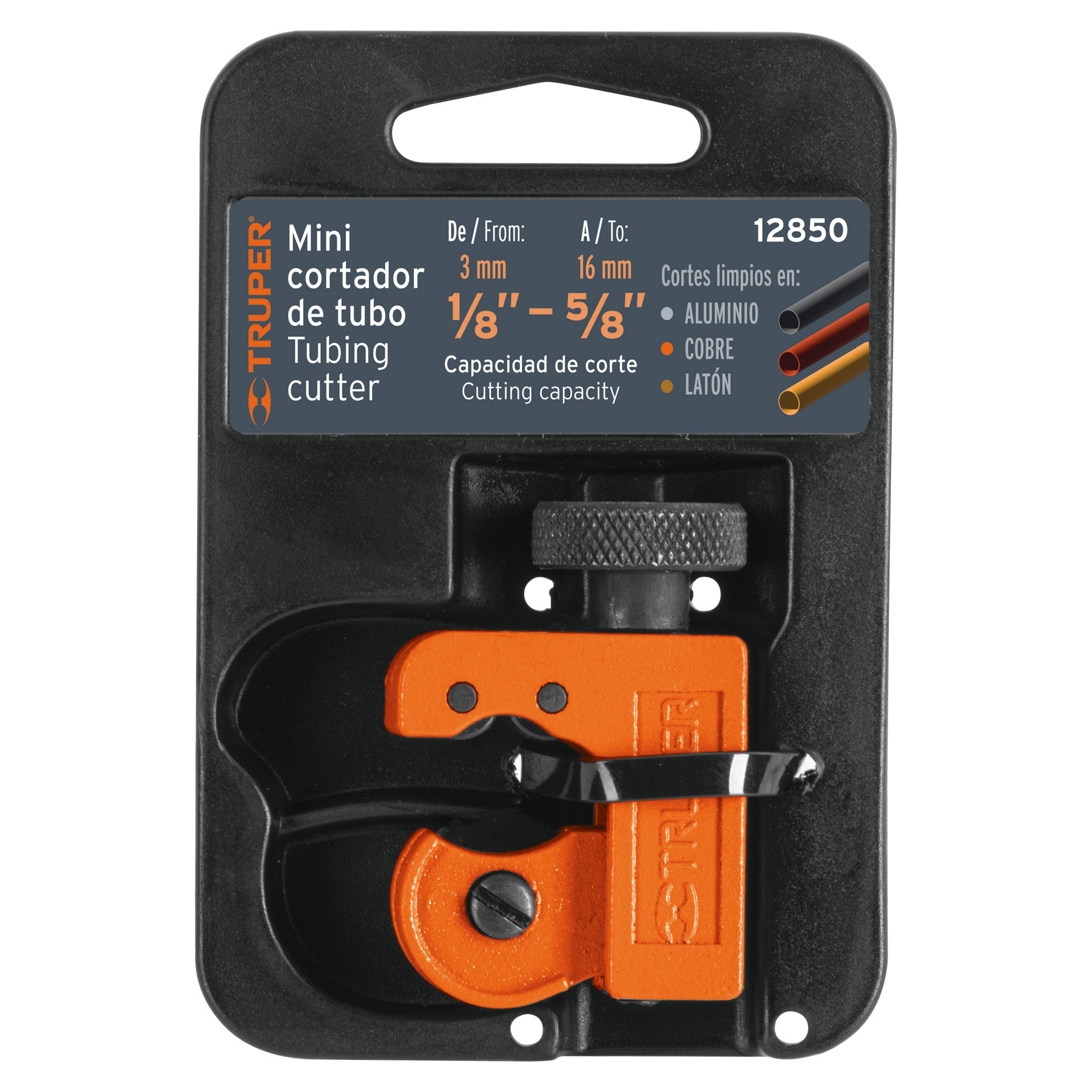 MINI CORTADOR DE TUBO DE COBRE 1/8" A 5/8" CUCHILLA 18 MM TRUPER 12850