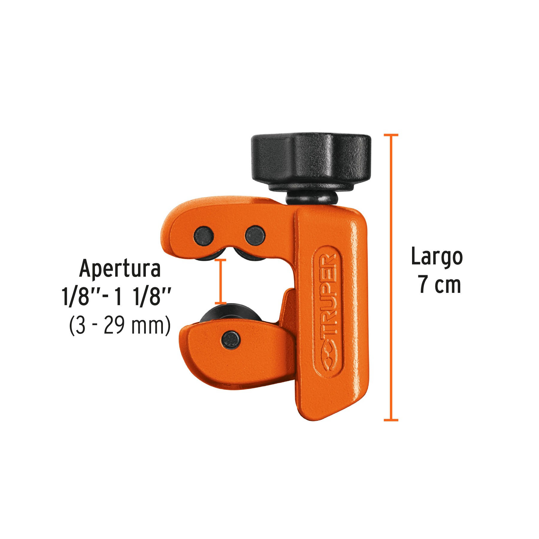 MINI CORTADOR DE TUBO DE COBRE 1/8" A 1-1/8" CUCHILLA 18 MM TRUPER 12851