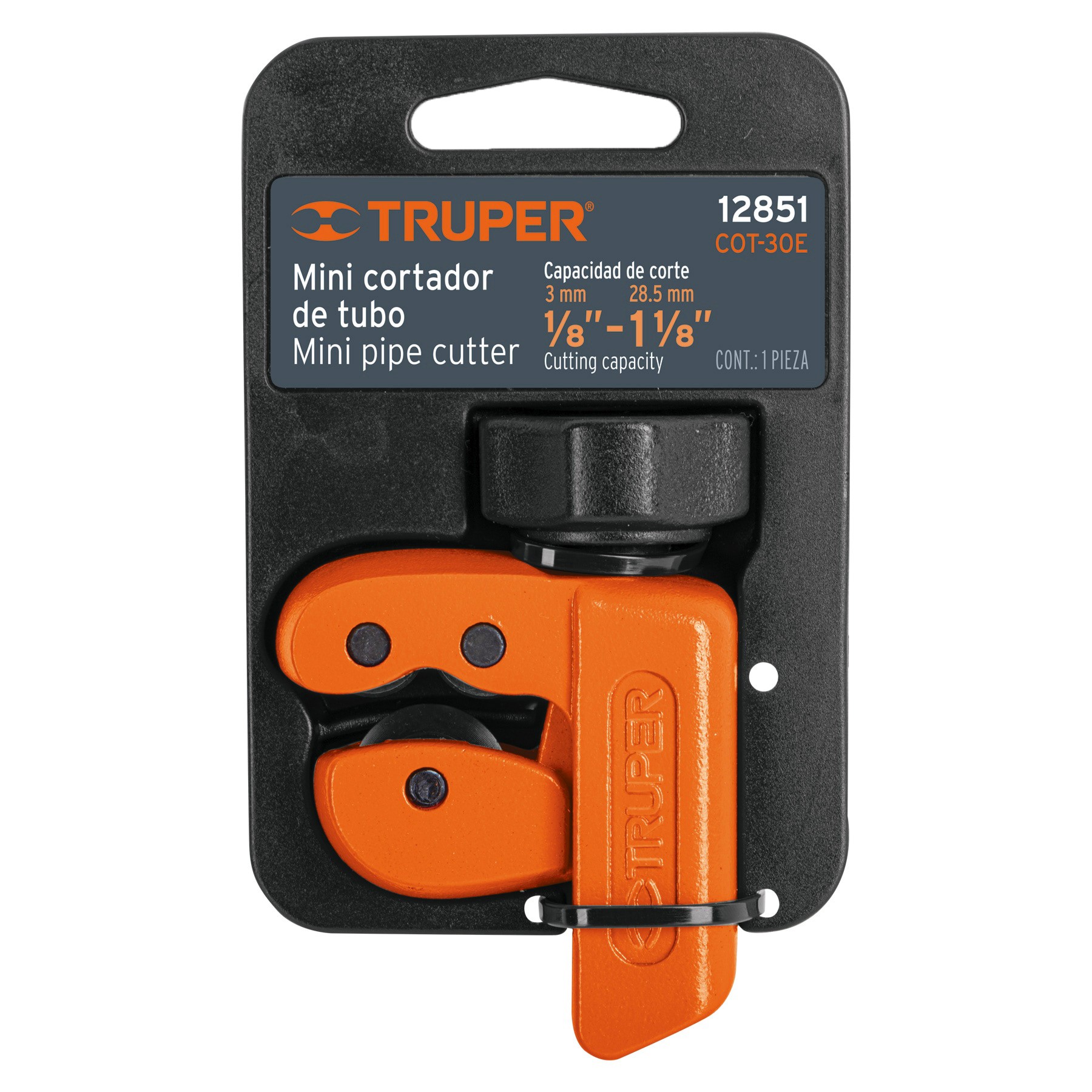 MINI CORTADOR DE TUBO DE COBRE 1/8" A 1-1/8" CUCHILLA 18 MM TRUPER 12851