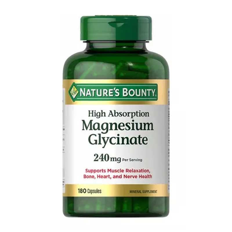 Glicinato de Magnesio 240mg  Nature's Bounty 180 capsulas Glycinate 