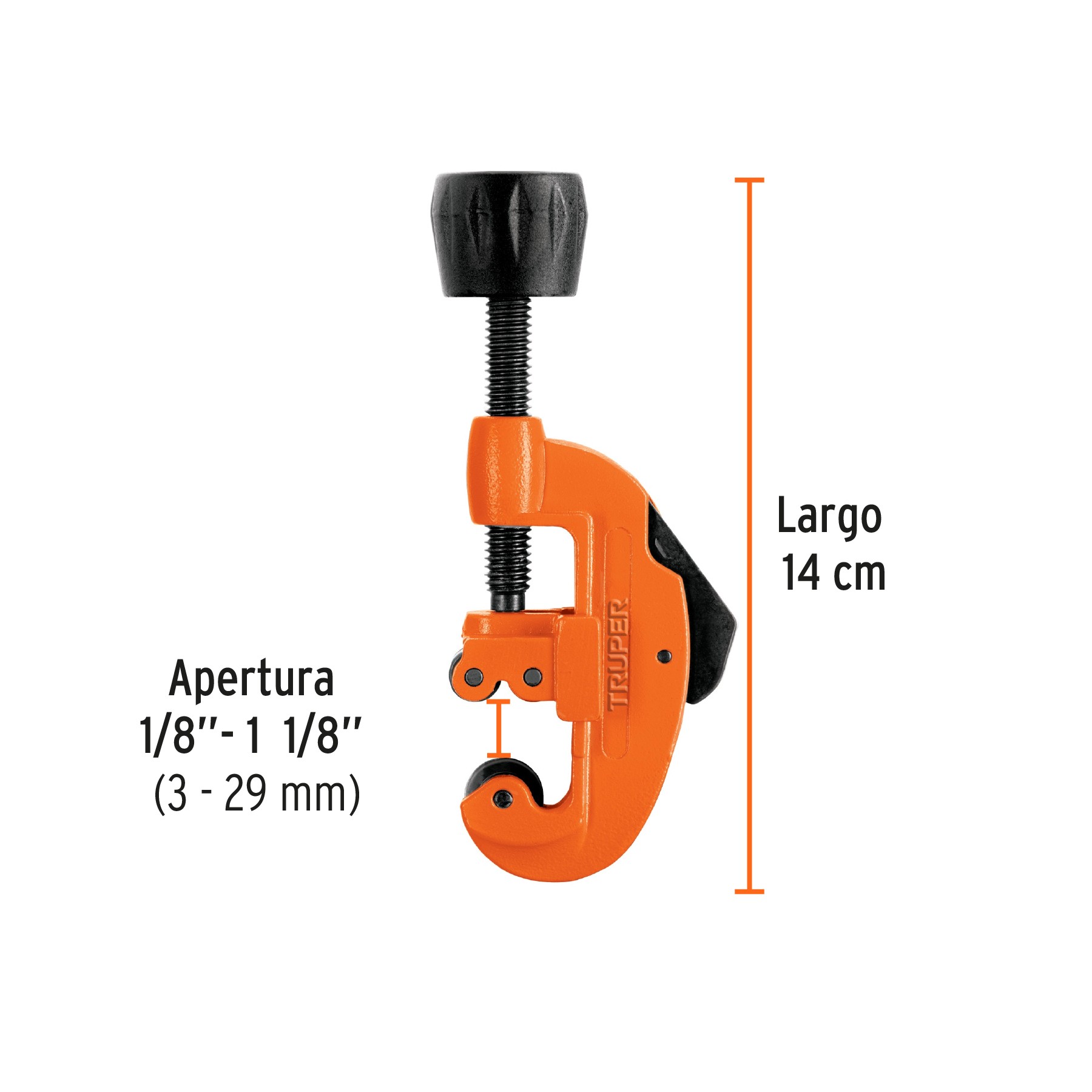 CORTADOR DE TUBO DE COBRE 1/8" A 1-1/8" CUCHILLA 18MM, TRUPER 12853