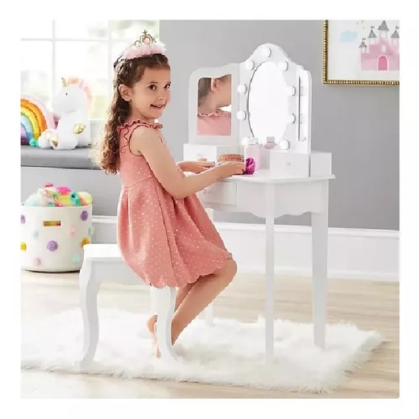 Tocador Para Niña Member's Mark Con Taburete Luces y Cajones