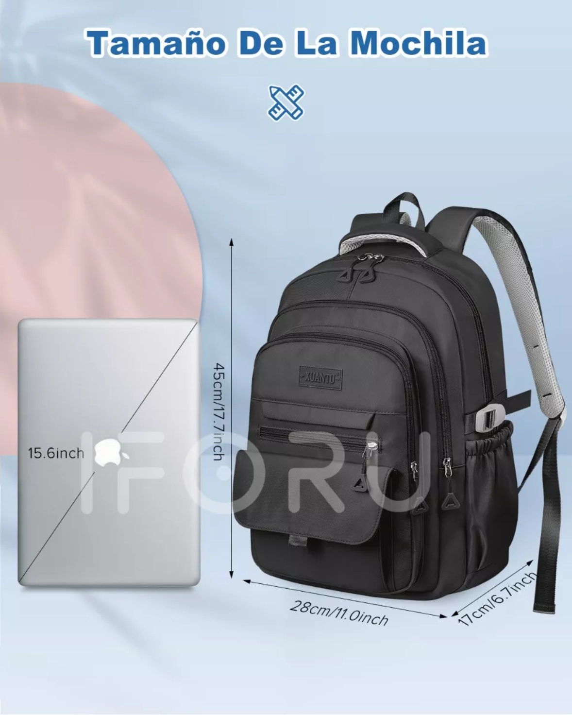 Mochila Escolar Viaje Bolsa Mochilas Para Laptop 16 In 3 Capas Iforu 40 L