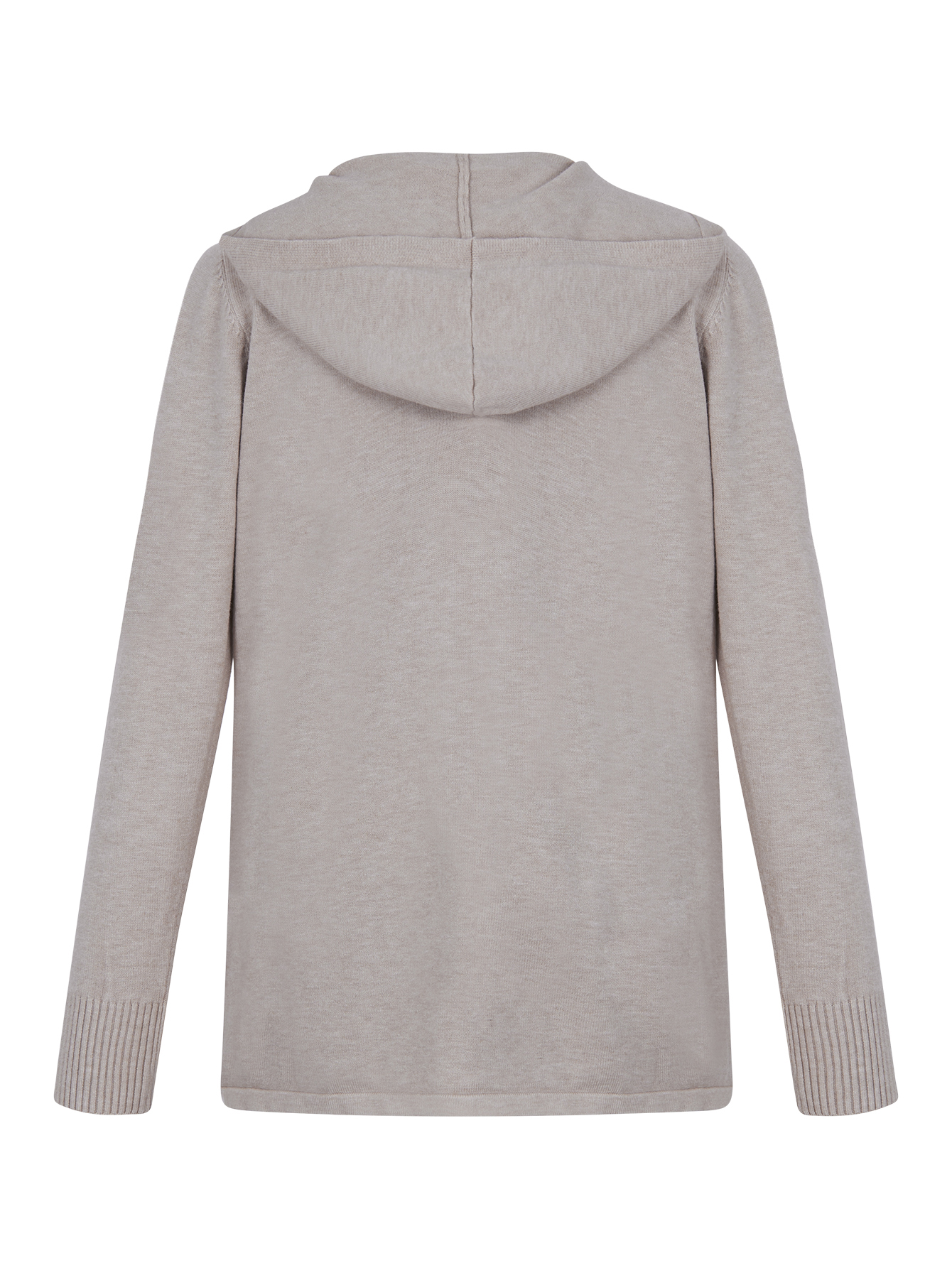 Suéter corto abierto con bolsas y gorro