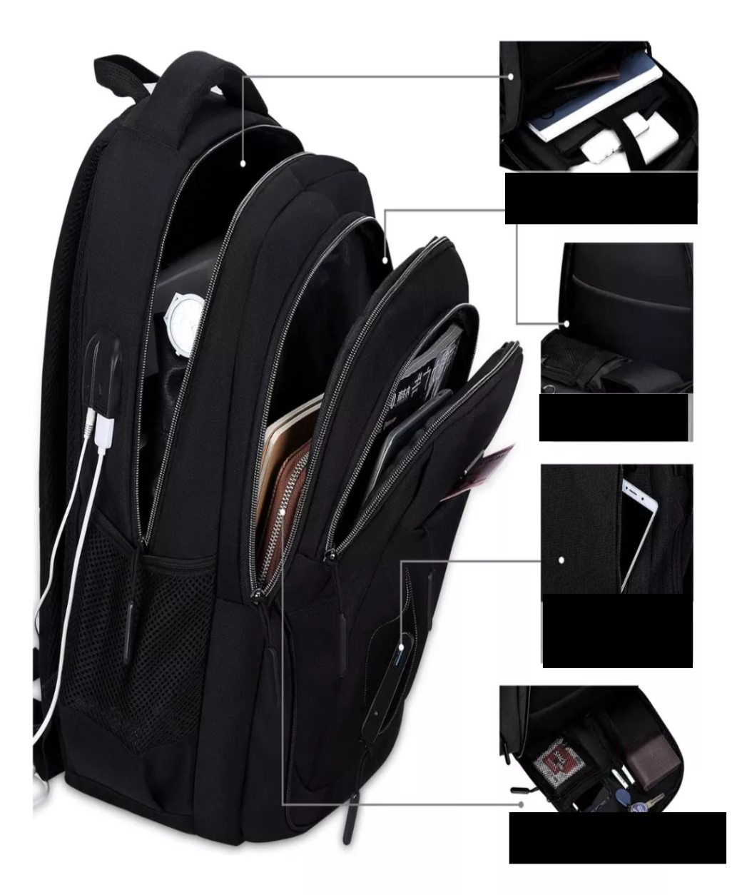 Mochilas Para Laptop Impermeable De Gran Capacidad Con Usb