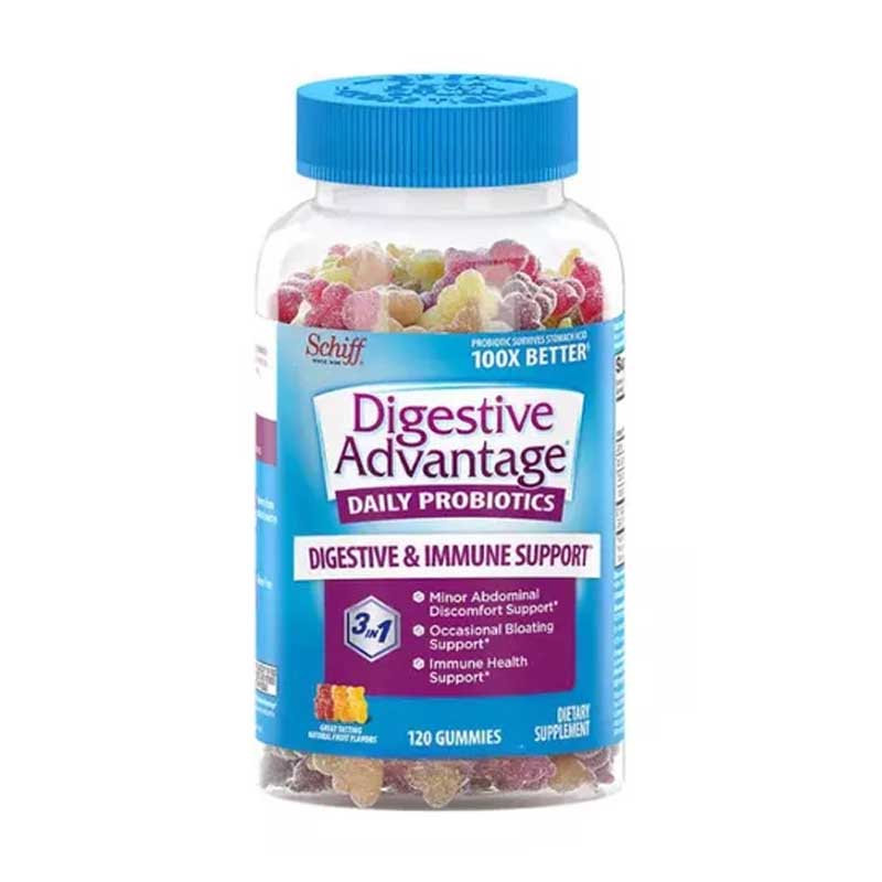 Probioticos Digestive Advantage Schiff 120 Gomitas Soporte Digestivo cuidado acido estomago