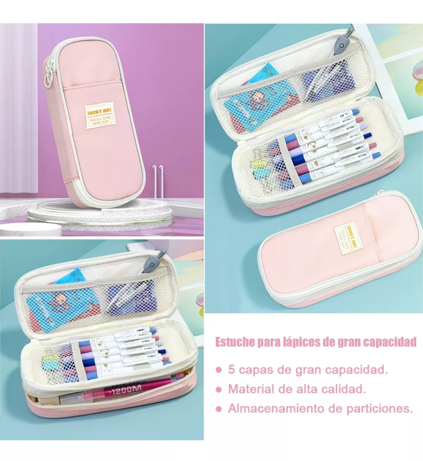 Estucheraz Escolares Lapicera Doble Capa De Gran Capacidad